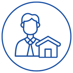 Propietario de chalet. Azul. Iconos a quién ayudamos 250x250