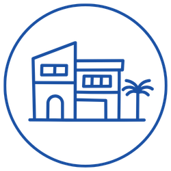 Vivienda vacacional. Azul. Iconos a quién ayudamos 250x250